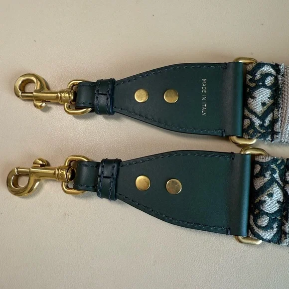 Dior Oblique Studded Shoulder Strap in Forest Green